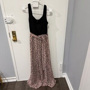 SHEIN Pink and Black Polka Dot Wide Leg Jumpsuit